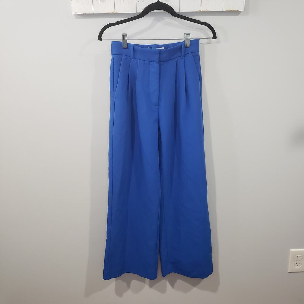 Abercrombie Pleated Wide Leg Pants Womens 2 Blue High Rise Trouser Career